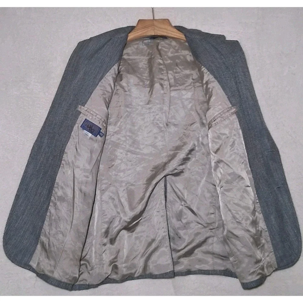 VTG Pendleton Western Sport Coat Blazer Mens 46 Grey Rayon Tweed Suede Shoulder